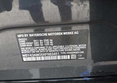 2024 BMW I4 Edrive35 z USA, uszkodzony, nr VIN WBY43AW05RFR83451